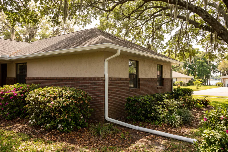 Continuous seamless gutter replacement and storm drainage on Chain of Lakes property in Winter Haven FL